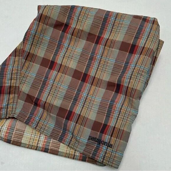 Patagonia Other - Patagonia‎ Brown Tan Plaid Nylon Board Shorts size 35